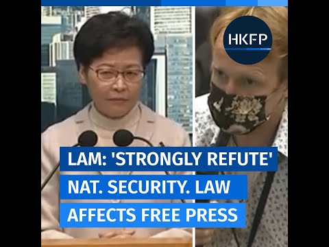 Hong Kong's Carrie Lam dismisses press freedom 'chilling effect' concerns after news outlets close.