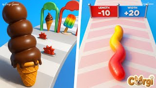 Stacky Ice Cream Runner VS Gummy Worm Go - Max Levels Satisfying Gameplay Walkthrough iOS Android 