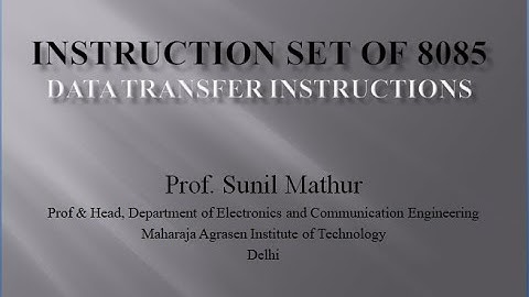 Lecture29 Microprocessor 8085 Data Transfer Instructions