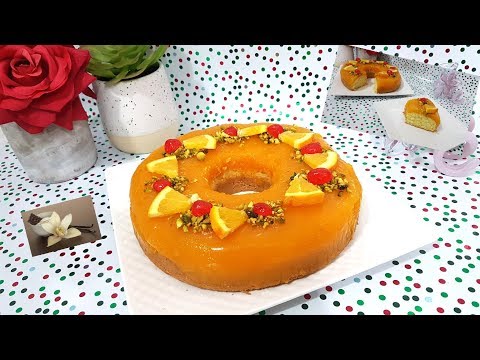 gâteau-moelleux-au-flan-à-l'orange-/cake-with-orange-flan-/-كيكة-هشة-بفلان-البرتقال-.