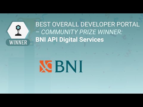 Devportal Awards 2021 | Winner of the Community Prize for 2021 | BNI API Digital Services