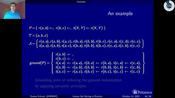 Answer set solving in practice, introduction, variables