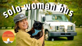 Tiny Home Shuttle Bus  why solo female nomad DOWNSIZED from 40ft bus