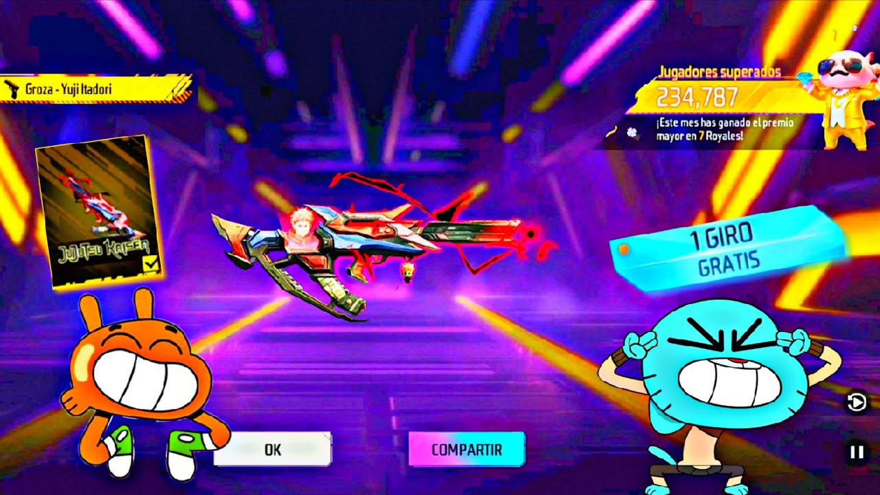 ¡SACANDO LA NUEVA GROZA YUJI ITADORI CON 2500 DIAMANTES 💎😱! RULETA DE TOKENS FF X JUJUSTSU KAISEN