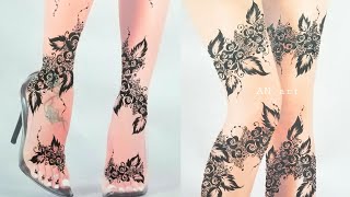 نقش ارجل ورد للعرائس الرائعات 💎mehndi tattoo designs for legs نقش نحت اصيل وحصري وجديد 😍