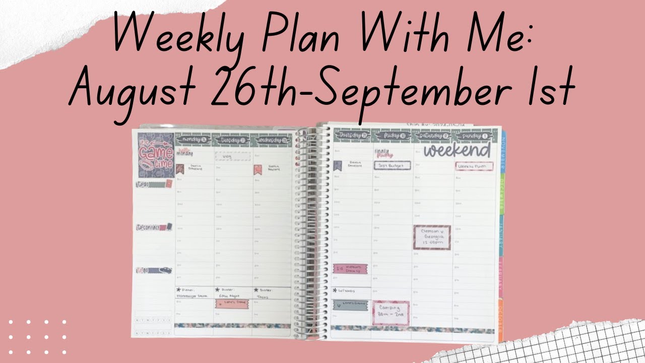Weekly Plan With Me: August 26th-September 1st - YouTube