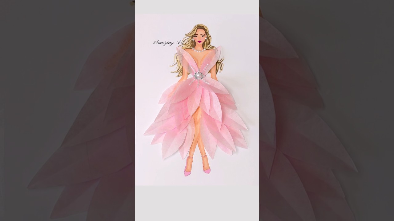 Pink Dress Art #shorts #art #satisfying #youtubeshorts #creative #dress #fashion #craft #3d #ideas