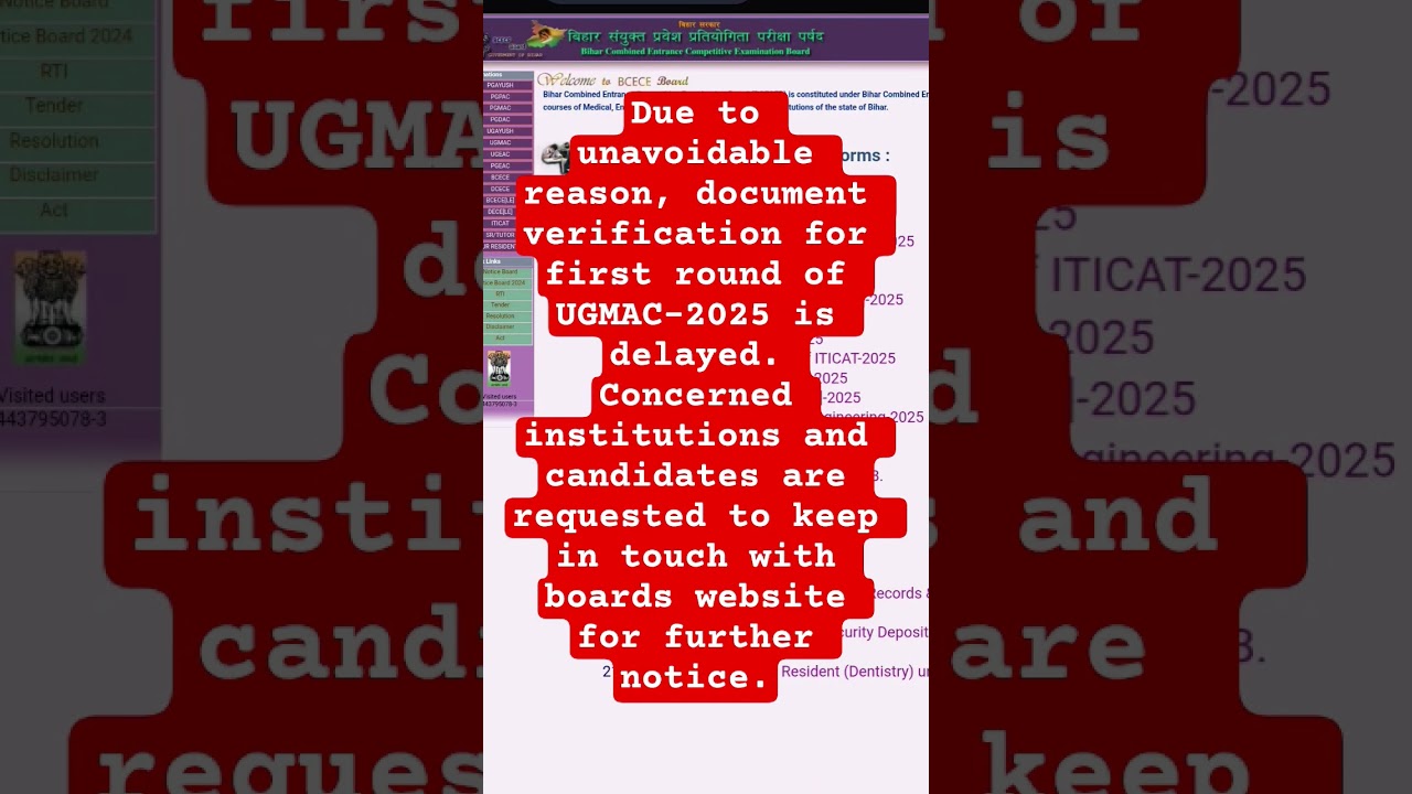 Important Notice for UGMAC-2025 Bihar NEET UG Admission And Document 