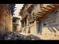 How to paint village in watercolor painting demo by javid tabatabaei