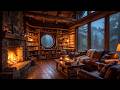 Relaxing Jazz In Rainy Forest Cabin Cozy House Ambience With Fireplace Soft Jazz Music 