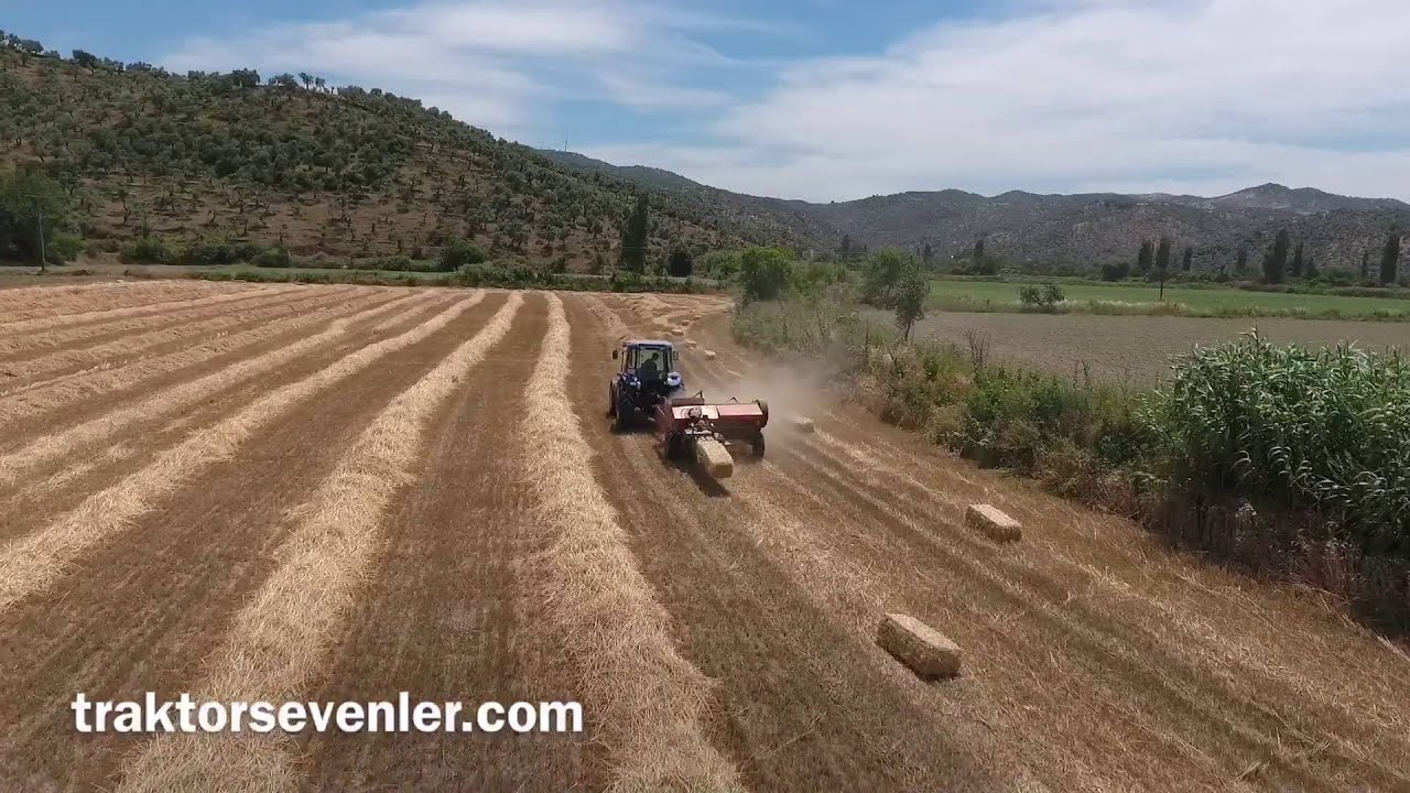 New Holland td95d balya basarken havadan çekim