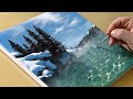 Winter Lake Painting / Acrylic Painting / STEP by STEP