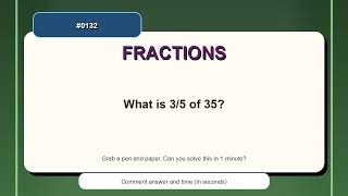 What is 3/5 of 35 | 1-Minute Fractions Practice | Fractions of a Number