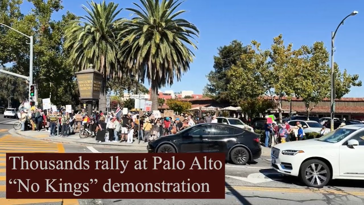 Thousands rally at Palo Alto "No Kings" demonstration