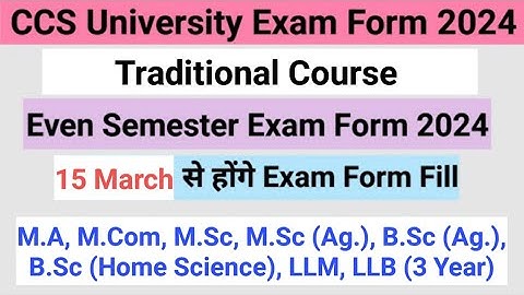 How to Fill CCS University Even Semester Exam Form 2024 | CCSU Even Semester Exam Form Update Today