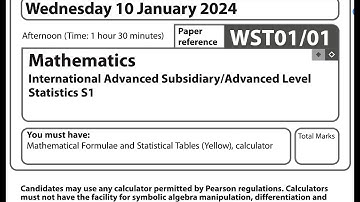 Statistics S1 Jan 2024 Q1 IAL WST 01/01 Pearson Edexcel Topic: Histogram, Interpolation, Probability