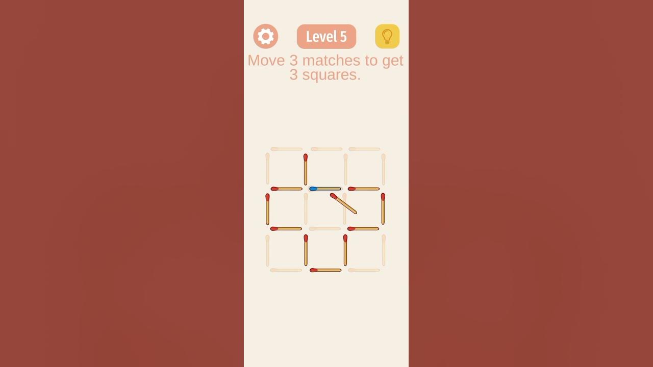 Move 3 matches to make 3 squares puzzle braingames YouTube