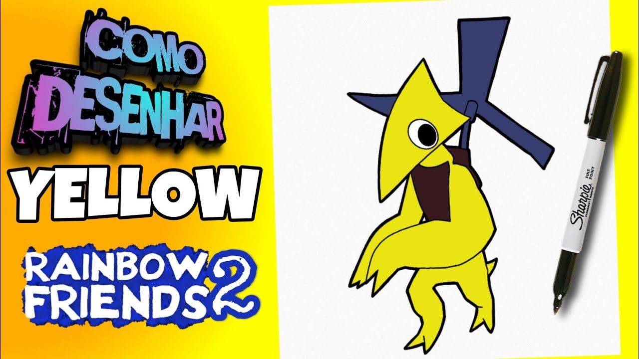 COMO DESENHAR o YELLOW do ROBLOX RAINBOW FRIENDS 2  how to draw yellow  from roblox rainbow friends 