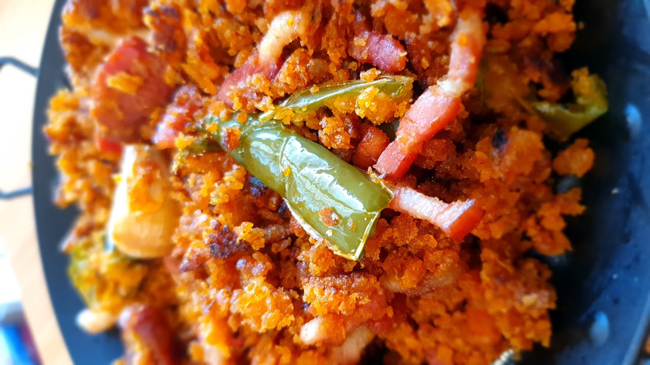 MIGAS CON PIMIENTOS  DEL PADRON EN THERMOMIX