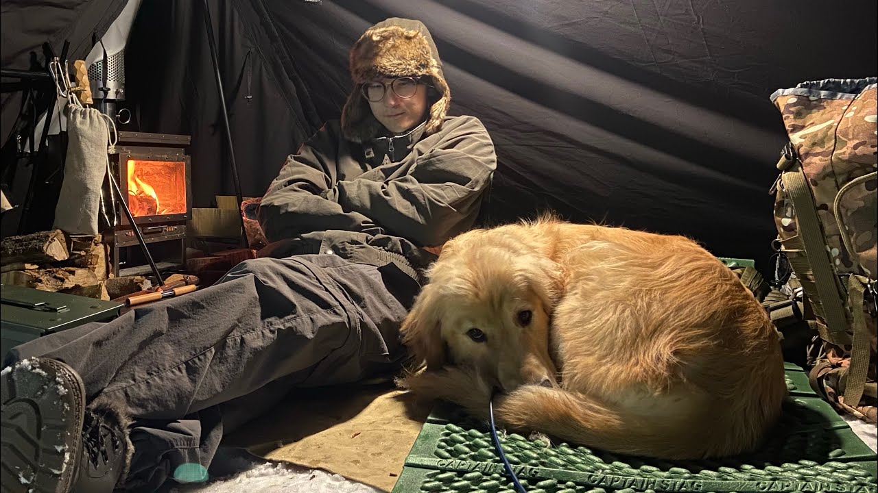 【雪中キャンプ】ゴールデンレトリバーと2025年のキャンプ納め