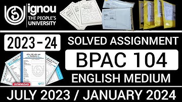 BPAC 104 SOLVED ASSIGNMENT 2023-24 | BPAC 104 SOLVED ASSIGNMENT 2023-24 IN ENGLISH | BPAC 104