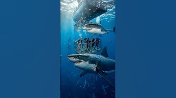 POV: Shark attacks the divers on the metal cage #shark #ocean #ai #pov #diving #attack