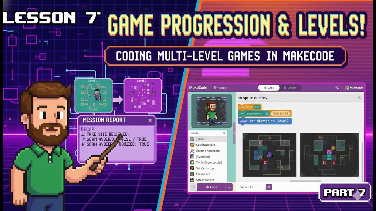 Y6T2 - Microsoft MakeCode Arcade - Pt7 - new Levels using Data - YouTube