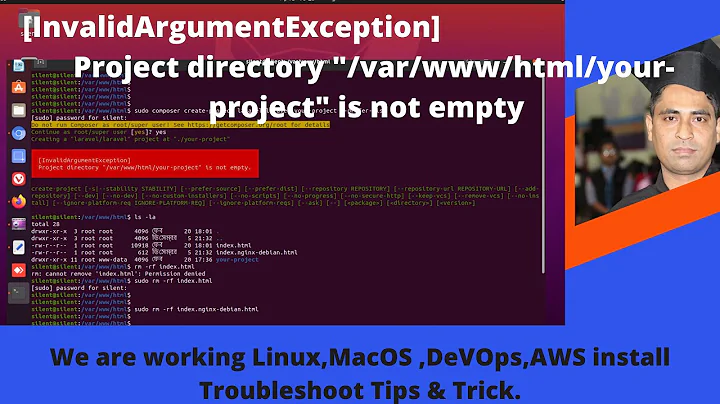 Fix [InvalidArgumentException] Project directory "/var/www/html/your-project" is not empty