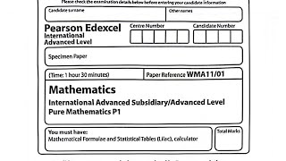 MATHEMATICS P1 | 2018 SPECIMEN PAPER Solved | IAL Pearson Edexcel