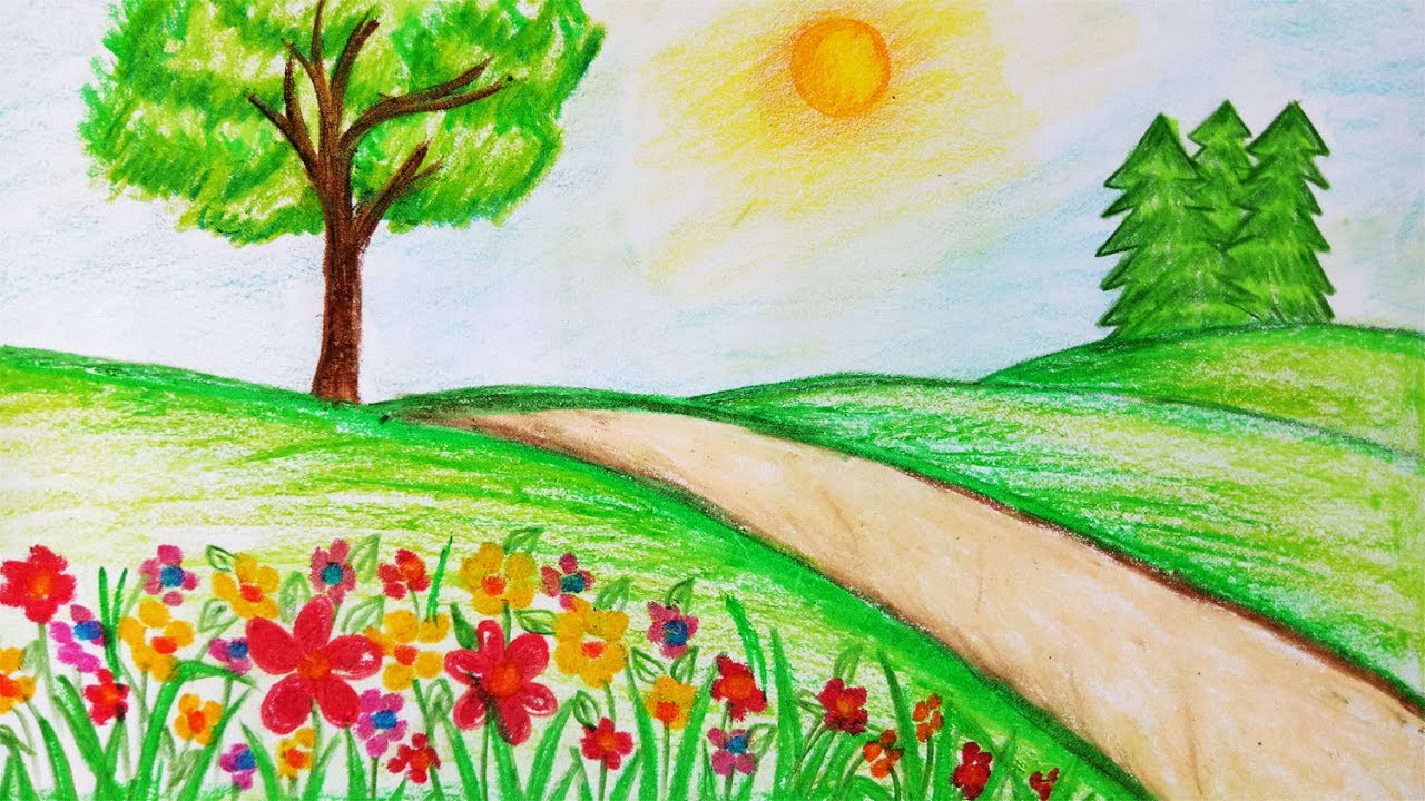 easy landscape drawing for kids