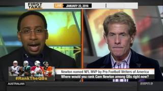 ESPN First Take 1 22 2016   Cam Newton Named 2015 PFWA MVP, Offensive Player of the Year
