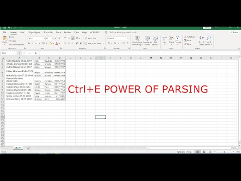 Ctrl+E Excel cell data separation/ parsing