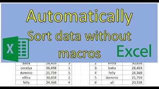Automatically Sort data without using macros
