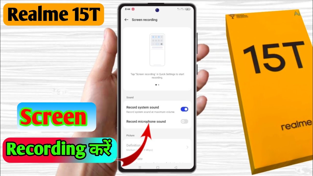 how to screen recording in realme 15t,realme 15t screen recording with sound