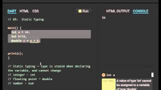 Dart Computer Programming for Beginners:  05 Static Typing