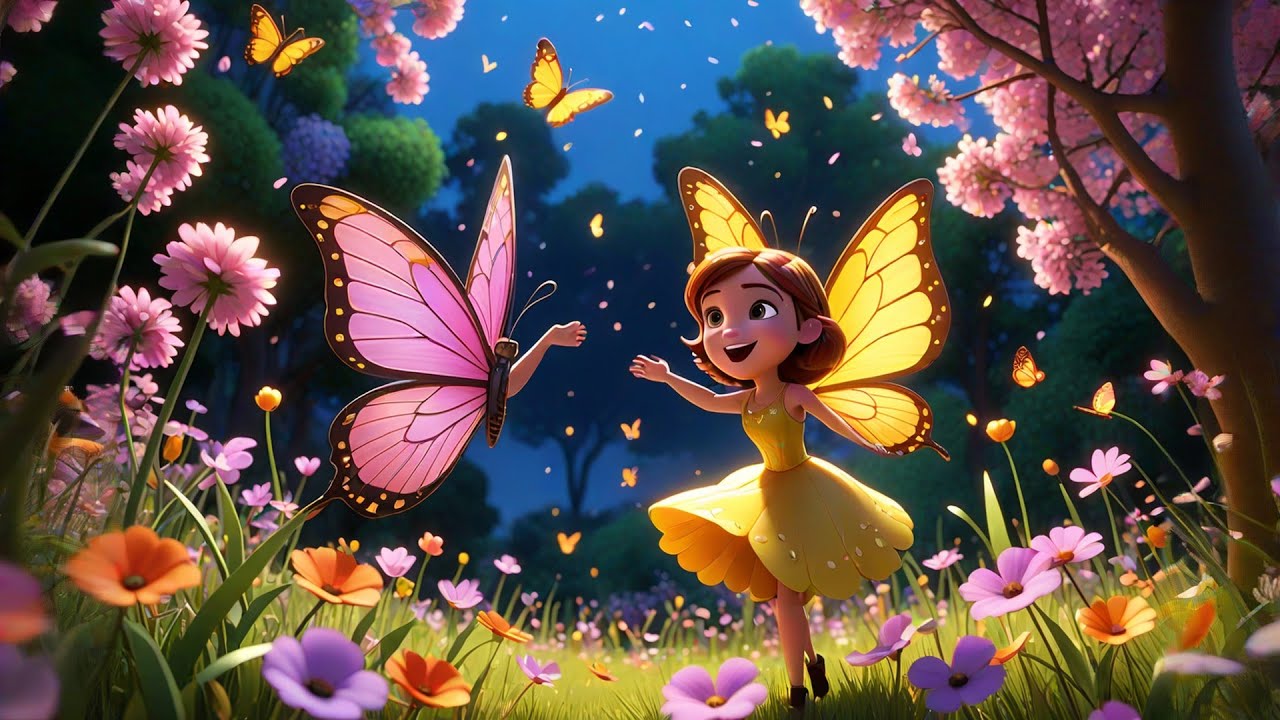 Six Glowing Butterflies Spin and Sway | Beautiful Butterfly Song for Kids | Rhymes and Baby Songs