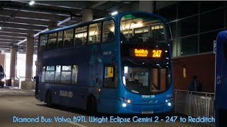 *Unique Duo* Diamond Bus: Volvo B9TL Wright Gemini 2(40625 - BJ14 KTC) - 247 to Redditch