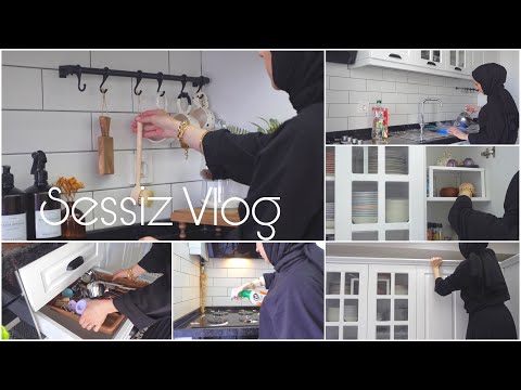 SESSİZ VLOG|Mutfak temizliği🧼|Dolap içi düzeni|Mutfak turu|Akşm yemeği 👩🏼‍🍳