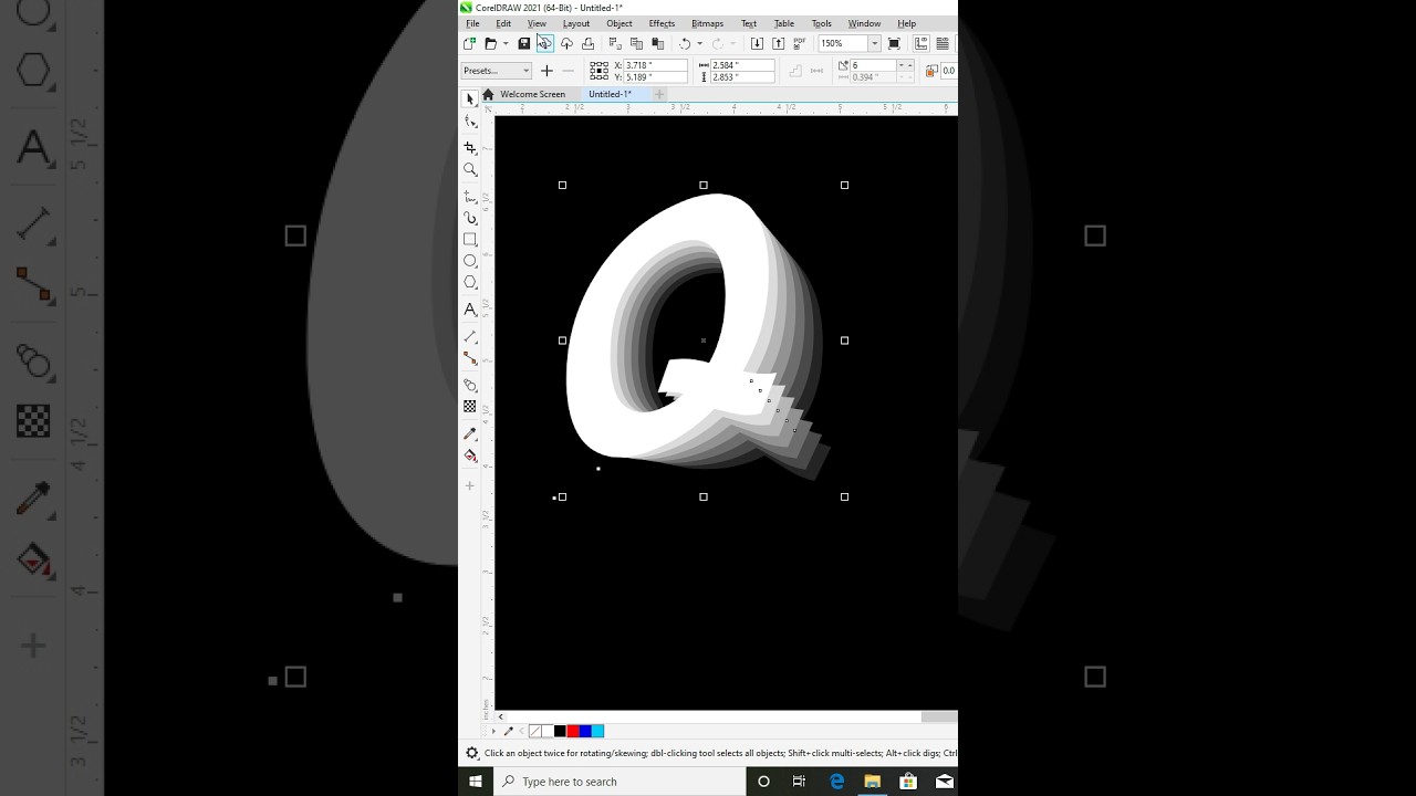 Letter Q Flip Text Effect in Coreldraw