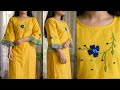 Simple flower design for kurti /easy embroidery tutorial for kurti/top