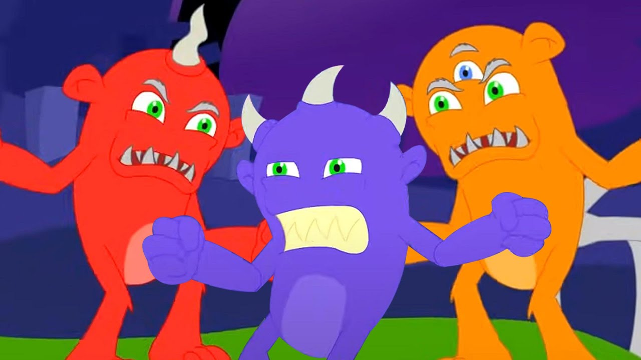 Five Little Monsters Jumping On The Bed and Spooky Rhyme YouTube