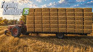 Baling Small Square Bales in French Farm for the first time (150 Mini bales) | FS25