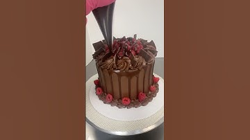 Chocolate Raspberry Cake 🤤 #chocolatecake #raspberry #cakes #chocolate #cakedesign