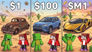 JJ And Mikey $1 vs $1.000.000 CARS Battle in Minecraft Maizen