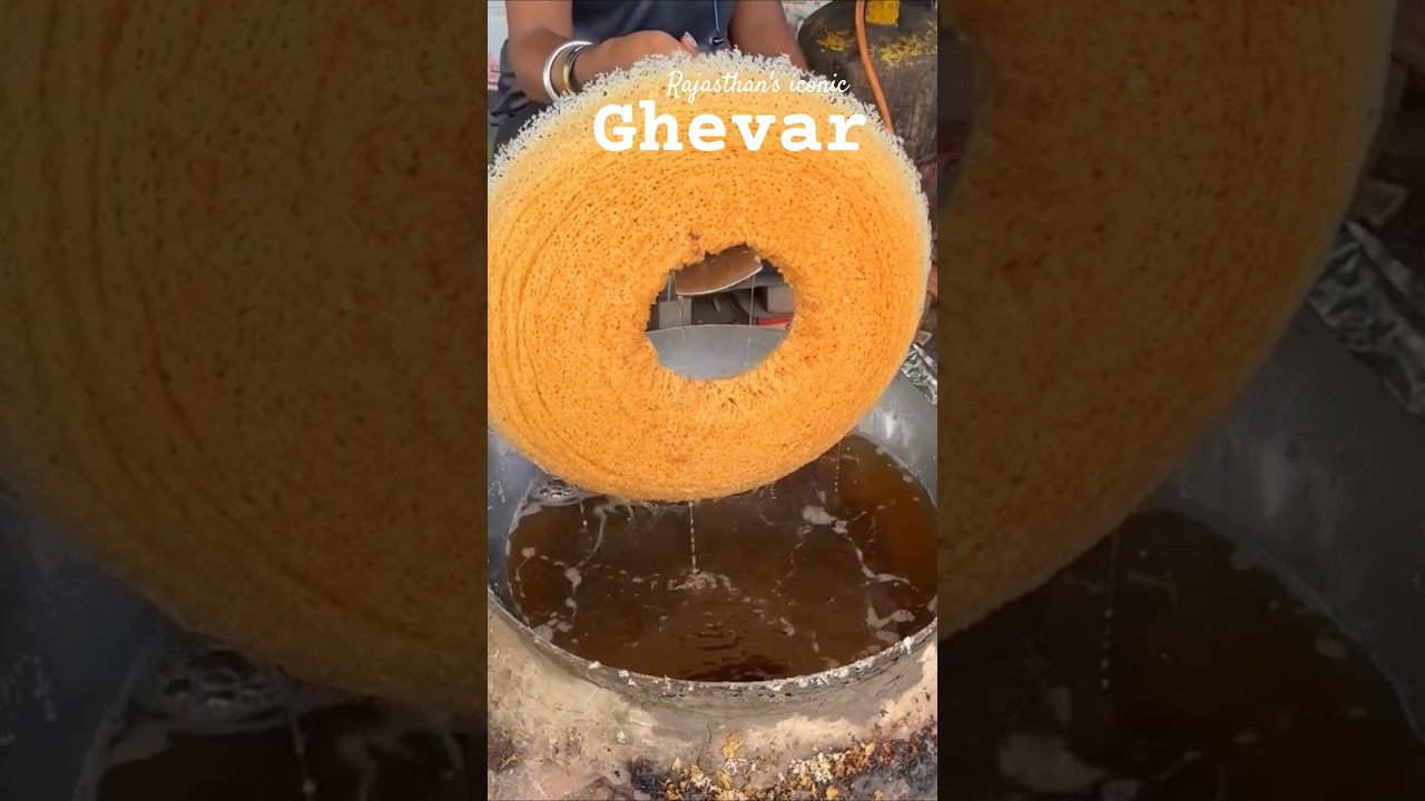 Biggest Desi Ghee Malai Ghevar Making #shortsfeed #streetfood #streetfoodindia #trend