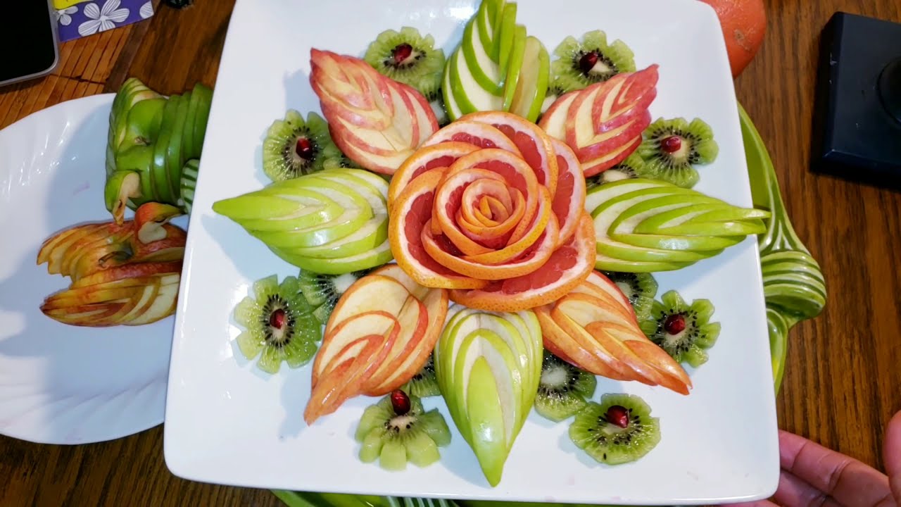 How to Make a Beautiful Platter design from Apple,Grapefruit,Kiwi and
