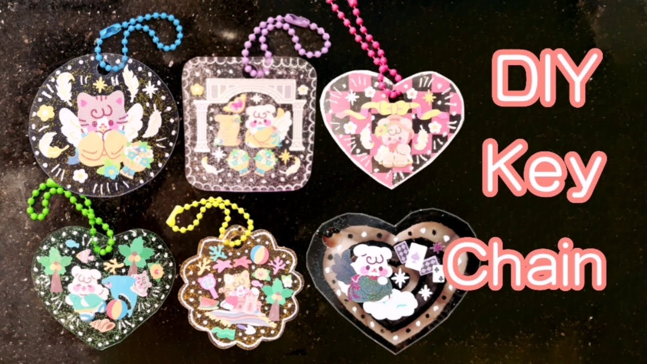 DIY Key Chain with Stickers Handmade Cute Decoration | Glitter DIY ...