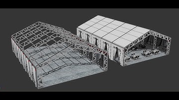 AUTODESK 3DS MAX STEEL CONSTRUCTION ROOF  TENT STRUCTURE
