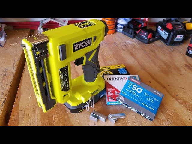 Ryobi P360 18 Volt Lithium Ion One+ 3/8 1/2 Inch Crown Stapler (Battery  Not Included, Power Tool Only)