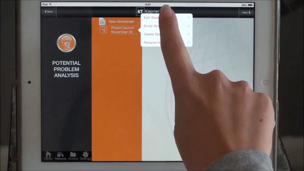 Kepner-Tregoe Tablet App Help Video: Edit, Email, Delete and Rename